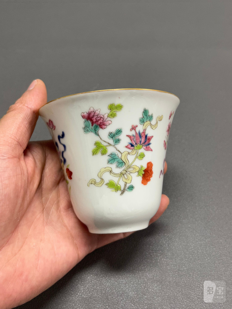 清道光  粉彩花卉八吉祥纹盖杯 - 图29